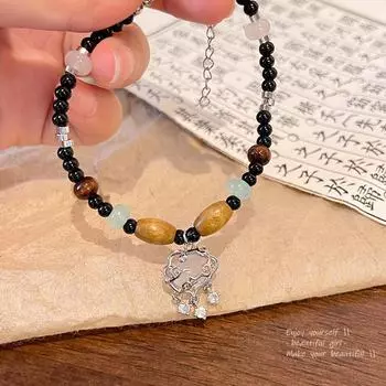 Элегантный китайский браслет из бисера в стиле дзен для женщин – роскошный средневековый стиль S496 серебряный