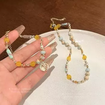 Элегантный комплект из цветного бисера и ожерелья в китайском стиле для женщин