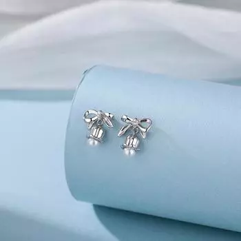 Элегантный комплект из серии «Ландыши» с бантом, женские серьги-клипсы с цепочкой на ключицу, темперамент