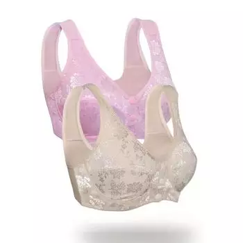 Элегантный комплект с бюстгальтером размера плюс, женский комплект из двух частей с цветочным принтом, на пуговицах спереди, без косточек, на каждый день 38/85 телесный