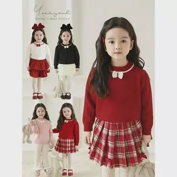 Элегантный красный свитер с бантом и рукавами-фонариками для девочек Wulibu 100cm