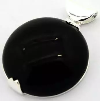 Элегантный круглый кулон из черного нефрита из стерлингового серебра 925 пробы 30*30 мм