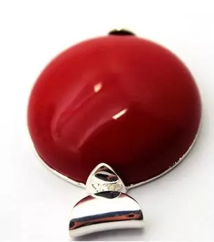 Элегантный круглый кулон из твердого серебра 925 пробы 30*30 мм с красным кораллом