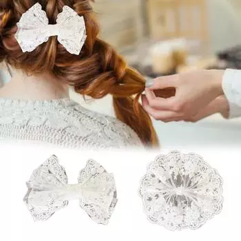Элегантный кружевной бант в стиле 2000-х годов, заколка-бант сбоку, заколка для волос Sweet Girls Fairy White Style, большой бант Balletcore A