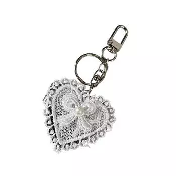 Элегантный кружевной бантик, зеркальная подвеска, женственный кружевной бантик в форме сердца, стеклянный зеркальный шарм, подвесной аксессуар для ежедневного использования