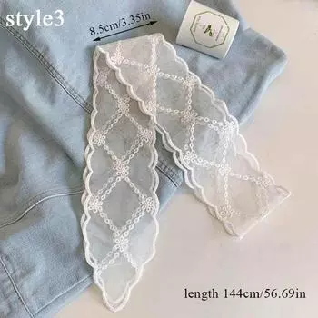 Элегантный кружевной цветочный шарф для женщин, узкий шейный платок, ретро кружевная бандана, длинная лента-повязка на голову для девочки, модный милый платок
