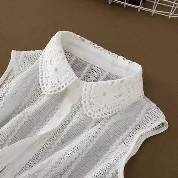 Элегантный кружевной кукольный воротник с имитацией воротника для женщин, блузка, свитер, съемная майка, полурубашка, белый фальшивый воротник, женские воротники с лацканами
