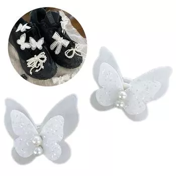 Элегантный кружевной зажим для обуви, украшение, уникальный жемчуг, украшенный кружевной аксессуар для обуви, элегантный бант для обуви, украшение 1