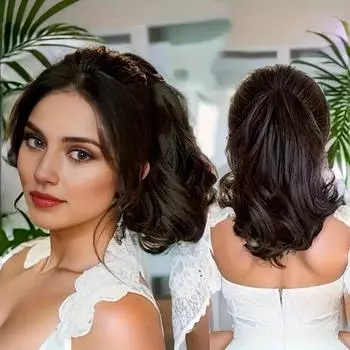 Элегантный кудрявый синтетический парик с конским хвостом и вьющимися волнами на заколках из натуральных волос