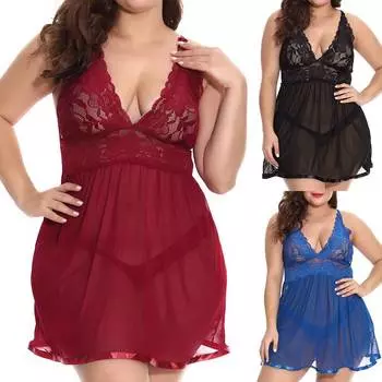 Элегантный кукольный комплект больших размеров с цветочным принтом, женская сексуальная пижама, сексуальное женское белье, кружевная ночная рубашка L