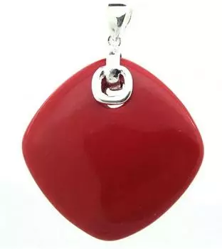 Элегантный кулон из стерлингового серебра 925 пробы 35x35 мм с имитацией красного коралла