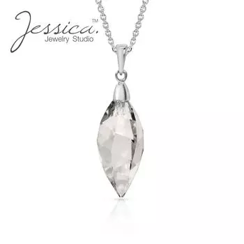 Элегантный кулон-капля из австрийского хрусталя с цепочкой из цельного серебра 925 пробы