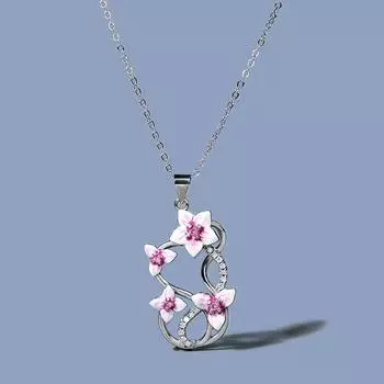 Элегантный кулон с фиолетовым цветком, комплект свадебных украшений, эмаль, эмалированное ожерелье ручной работы, кулон с фиолетовым цветком, эпоксидная цепочка для свитера фиолетовый