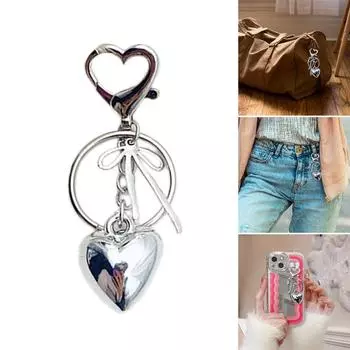 Элегантный кулон в виде сердца с бантом, универсальный брелок, модный аксессуар для женщин, подвеска на сумку и брелок A