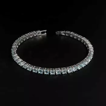 Элегантный легкий роскошный браслет из натурального небесно-голубого топаза из стерлингового серебра 925 пробы, изящные ювелирные украшения для женщин, наряд на годовщину банкета total length:17cm синий