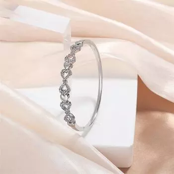 Элегантный летний браслет-сердце с цирконовой инкрустацией - Роскошные, универсальные женские модные украшения серебряный