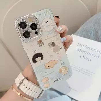 Элегантный милый чехол для iPhone15 14promax с изображением мультяшного щенка, совместимый и подходящий для 13/12/11 15promax