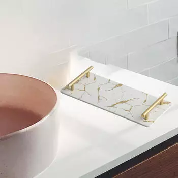 Элегантный мраморный поднос для стильного домашнего декора Black Rectangle