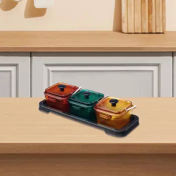 Элегантный набор для хранения специй с сахарницами и сервировочной тарелкой Round