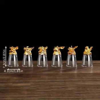 Элегантный набор рюмок «Зодиак» из 12 предметов — китайская посуда для напитков Baijiu, многофункциональная и многоразовая, идеально подходит для подарков