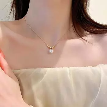 Элегантный нежный жемчужный кулон на ключицу для женщин, уникальный дизайн, ювелирные изделия для девочек, подарок на каждый день дня рождения