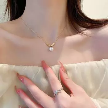 Элегантный нежный жемчужный кулон на ключицу для женщин, уникальный дизайн, ювелирные изделия для девочек, подарок на каждый день дня рождения