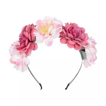 Элегантный ободок для волос с цветами для женщин, искусственный имитированный цветочный ободок для волос, милый розовый обруч для волос, аксессуары для фотосъемки для девочек, 1 шт.