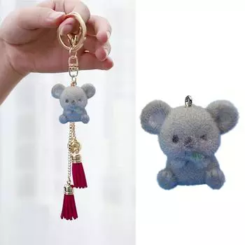Элегантный очаровательный брелок для ключей в виде коалы с флокированием из смолы для студентов и коллекционеров аксессуаров с животными 2