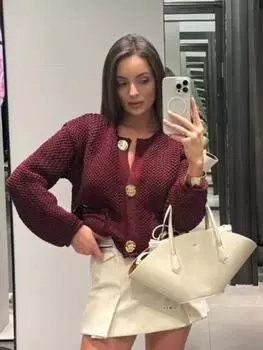 Элегантный однотонный вязаный крючком шерстяной жилет для женщин, шикарный однобортный жилет с круглым вырезом и карманами, вязаный жилет 2024 года, осенняя женская уличная одежда S темно-синий