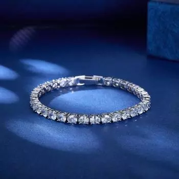 Элегантный ослепительный дизайн 17 см овальный посеребренный теннисный браслет