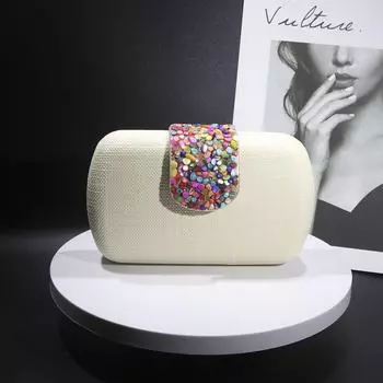 Элегантный плетеный клатч-цепочка - стильная, универсальная вечерняя сумочка грязно-белый