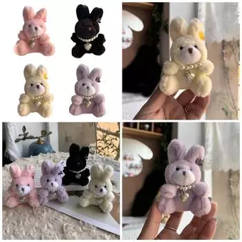 Элегантный плюшевый брелок для ключей в виде животного, телефонный брелок, уникальный брелок для ключей, мультяшная сумка, кулон, аксессуар для кошелька, сумки, рюкзака чёрный