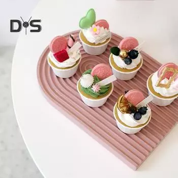 Элегантный поднос для десерта с пульсирующим декором, хороший резной деревянный поднос для кофе ручной работы L коричневый