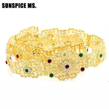 Элегантный пояс золотого цвета для женщин, этнические свадебные украшения, металлическая цепочка, свадебный подарок золотой