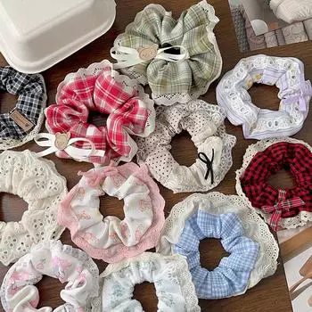 Элегантный принт с кружевным краем, широкое кольцо для волос для женщин и девочек, милая резинка для волос, симпатичная повязка на голову, универсальная повязка для волос, модные аксессуары для волос A38