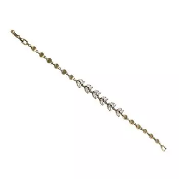 Элегантный прочный браслет из сплава с античными серебряными стразами и латунными узорами Портативный аксессуар для повседневной носки