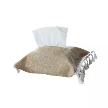 Элегантный прочный тканевый чехол для коробки с салфетками, портативный для украшения дома и офиса, из мягких хлопково-льняных материалов кофейный