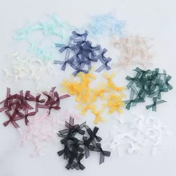 Элегантный прозрачный шифоновый бант для завязывания вручную, материал для самостоятельной работы, аксессуары для нижнего белья, мини-узел-бабочка, аксессуары для украшения дома 1.9*1.5cm/100 pcs