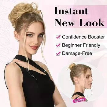 Элегантный пучок для волос с заколками на когтях для женщин — синтетические волнистые вьющиеся прически с наращиванием хвоста из шиньона, взлохмаченные шиньоны, подходящие для всех