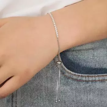 Элегантный регулируемый браслет-цепочка со стразами и микро-инкрустированными кристаллами