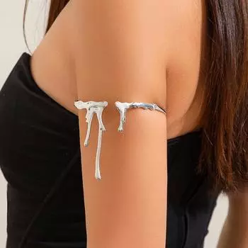 Элегантный регулируемый браслет на руку с отверстием в форме жидкости, полированный сплав, браслет для вечеринки, стильный противоскользящий браслет