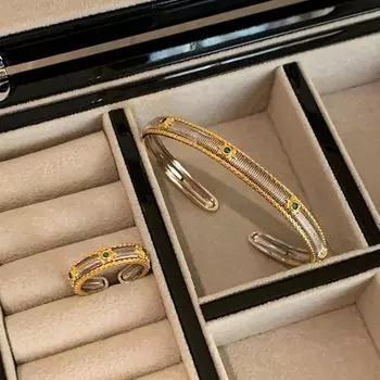 Элегантный ретро-браслет с изумрудным цирконием: Изысканная легкая роскошь для женщин