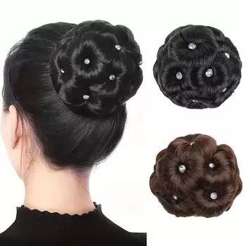 Элегантный ретро-пучок с ослепительным цветком, украшенный бриллиантами, подходящий для создания уникальной прически-пучка, специально разработанной для женщин.