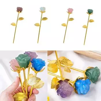 Элегантный резной натуральный камень, цветок розы, золотая основа, роза, орнамент ручной работы, уникальный ювелирный аксессуар для любого случая 7