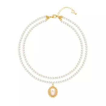 Элегантный роскошный двухслойный жемчужный воротник кулон ожерелье ювелирные изделия женщины чокер