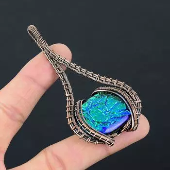 Элегантный розовый опал, драгоценный камень, чистая медная проволока, обернутая ювелирным кулоном ручной работы 3.15 Inches розовый