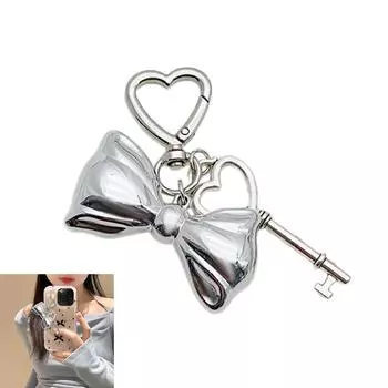 Элегантный серебряный металлический бант брелок изысканный сплав бант брелок шарм модные брелки аксессуар для сумки ключ T2