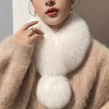 Элегантный шарф из искусственного меха с магнитной застежкой - теплая, ветрозащитная полиэстеровая повязка на шею для женщин | Идеально подходит для вечерних свиданий белый