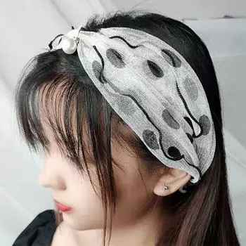 Элегантный шелковый шарф квадратный универсальный темперамент забавные ушки край милый кулон жемчужный принт галстуки женские аксессуары 9