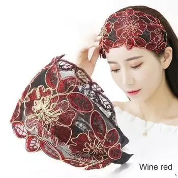 Элегантный широкий крючок Цветочный обруч для волос Повязка на голову для женщин Головной убор Кружево Цветы Повязка на голову Ободок Аксессуары для волос Головной убор